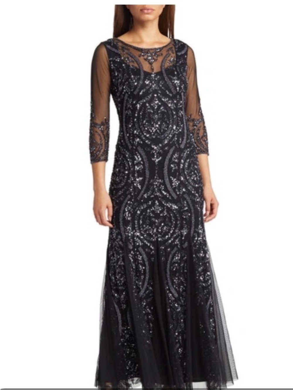 Nordstrom (116) Pisarro nights black gunmetal mesh dress. NWT